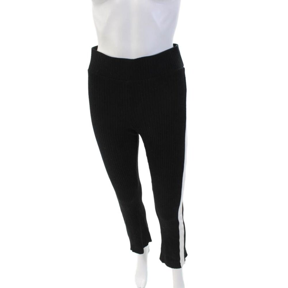 Cale Womens Cotton Ribbed Knit Stripe Hood Casual Top Pants Set Black Size L - Picture 5 of 10
